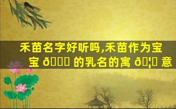 禾苗名字好听吗,禾苗作为宝宝 🍀 的乳名的寓 🦅 意